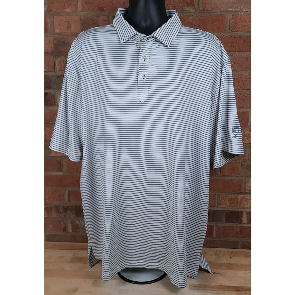 Stitch Golf Polo Shirt Mens 2XL White Stripe Performance Stretch